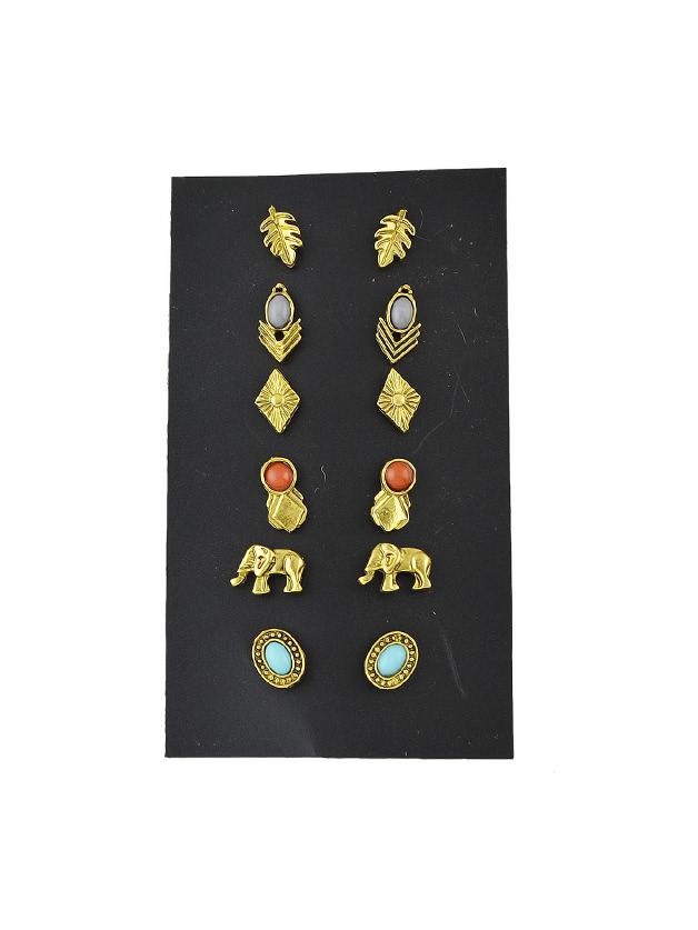 Romwe 6 Pairs/set New Style Simple Cute Earrings