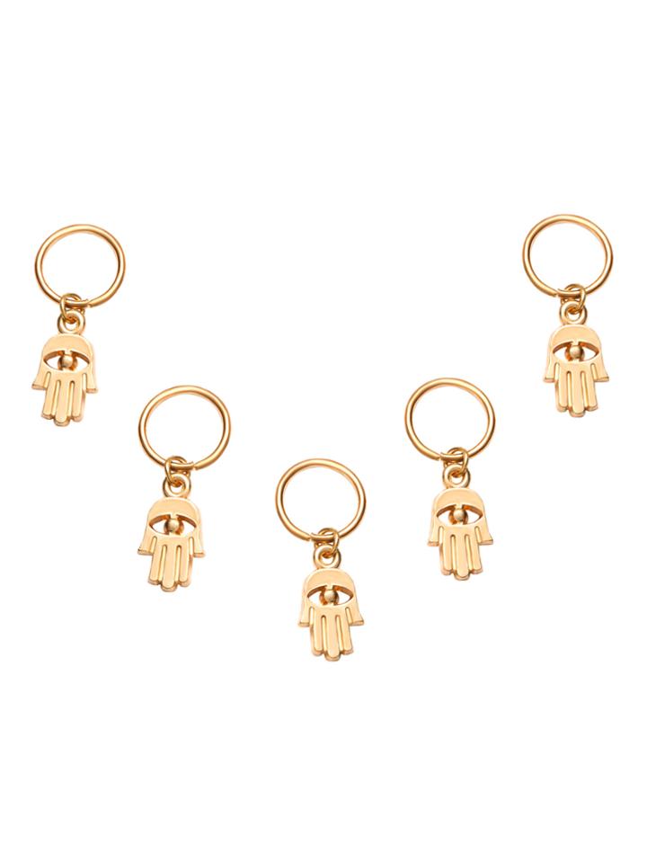 Romwe 5pcs Gold Plated Hamsa Hand Hair Accessories