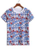 Romwe Round Neck Doraemon Print T-shirt