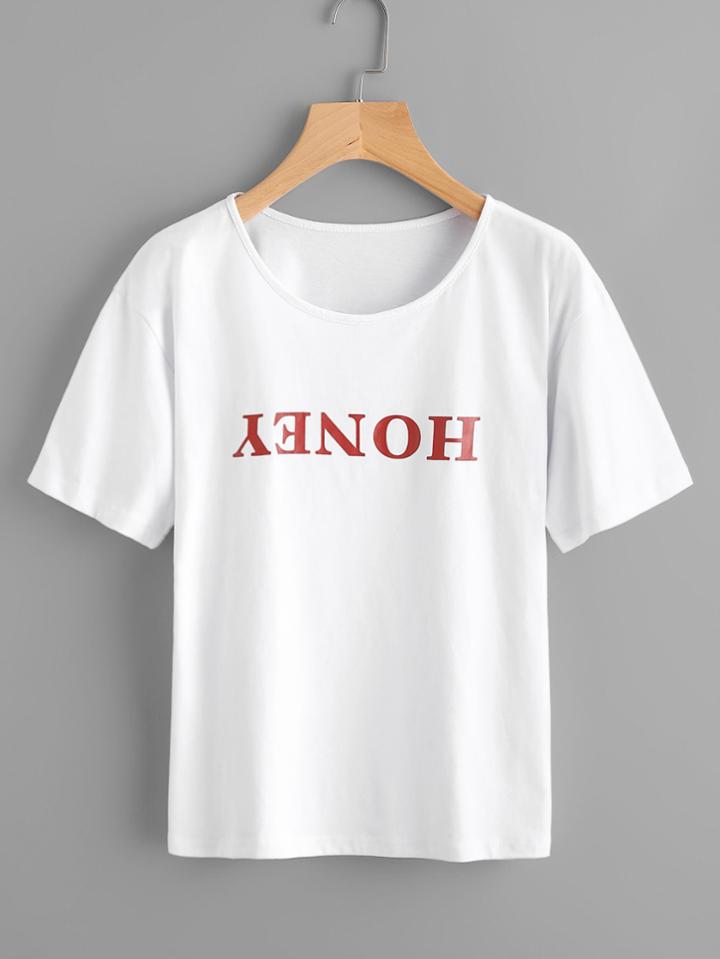 Romwe Honey Print Tee