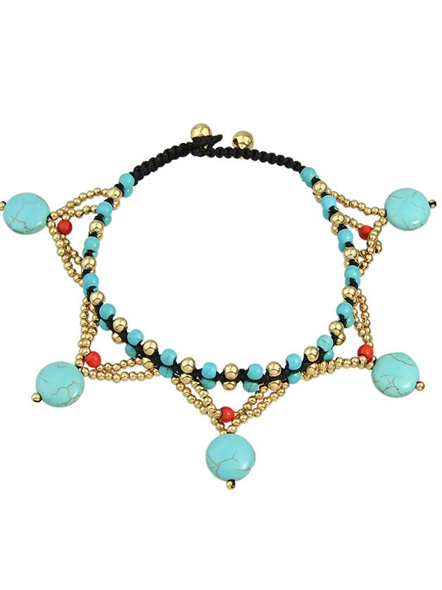 Romwe Beach Style Beads Chain Anklet For Women