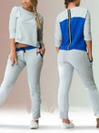 Romwe Grey With Contrast Patch Blouse With Casual Pants