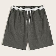 Romwe Guys Striped Waist Heather Knit Sweat Shorts