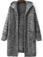 Romwe Hooded Pockets Grey Coat