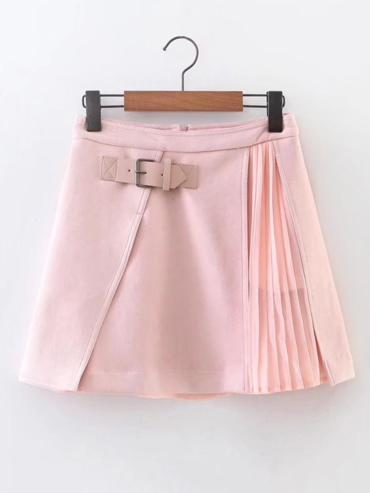 Romwe Contrast Chiffon Suede A Line Skirt