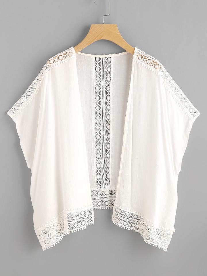 Romwe Hollow Out Contrast Crochet Lace Top
