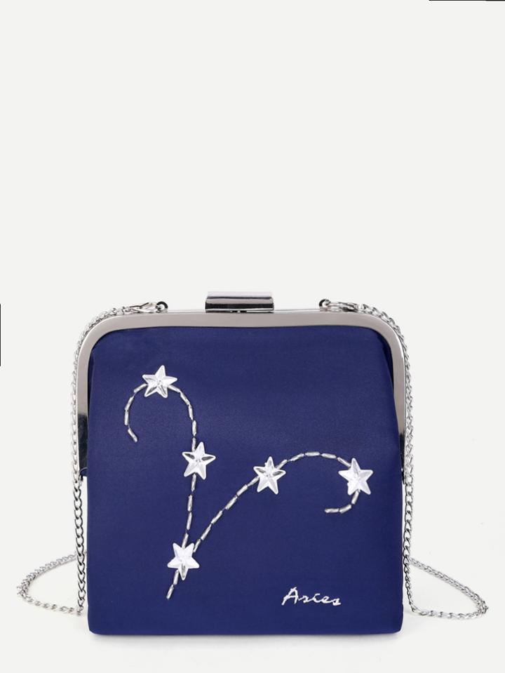 Romwe Rhinestone Star Decorated Chain Bag