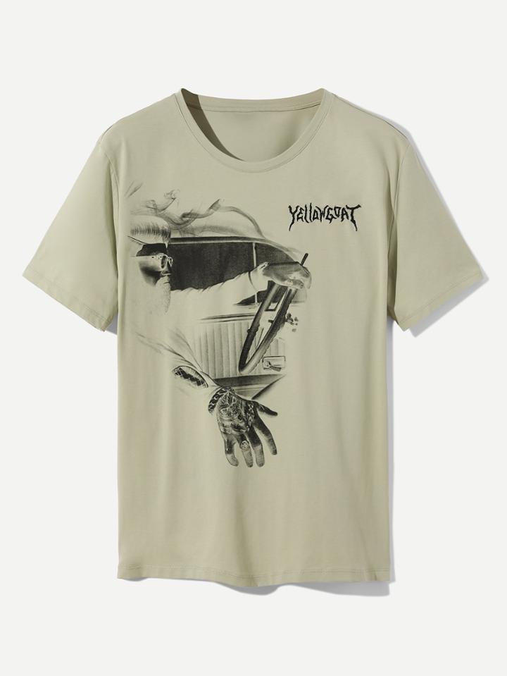 Romwe Men Figure Print T-shirt