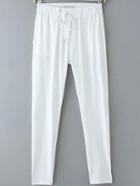 Romwe Drawstring Chiffon White Pant