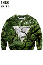 Romwe This Is Print Double Season Forest Print Long-sleeved Sweatshirt