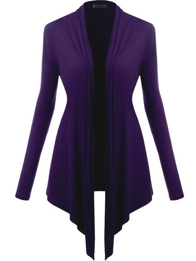 Romwe Long Sleeve Asymmetrical Purple Coat
