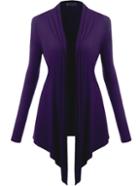 Romwe Long Sleeve Asymmetrical Purple Coat