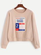 Romwe Pink Number Print Patch Sweatshirt