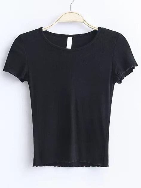 Romwe Black Short Sleeve T-shirt
