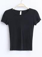 Romwe Black Short Sleeve T-shirt