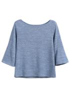 Romwe Blue Slub Casual T-shirt