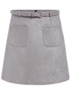 Romwe Pockets Belt A-line Black Skirt