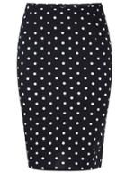 Romwe Black Polka Dot Bodycon Skirt