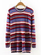 Romwe Striped Trim Loose Sweater