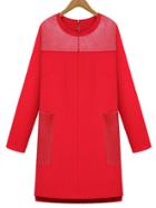 Romwe Long Sleeve Zipper Pockets Red Dress