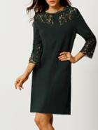 Romwe Green Round Neck With Lace Dress