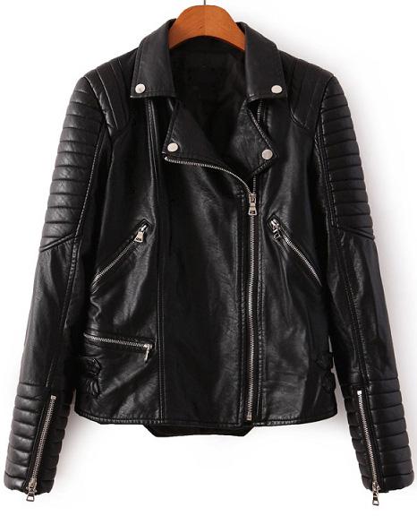 Romwe Lapel Zipper Crop Pu Jacket