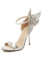 Romwe Silver High Heel Butterfly Sandals