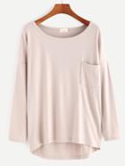 Romwe Drop Shoulder High Low Pocket T-shirt