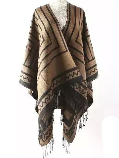 Romwe Striped Tassel Khaki Scarve