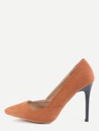Romwe Light Tan Faux Suede Pointed Toe Pumps