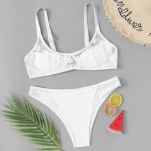 Romwe Dot Mesh Panel Bikini Set
