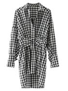 Romwe Ring Linked Dip Hem Gingham Dress