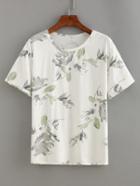Romwe Flowr Print Short Sleeve T-shirt