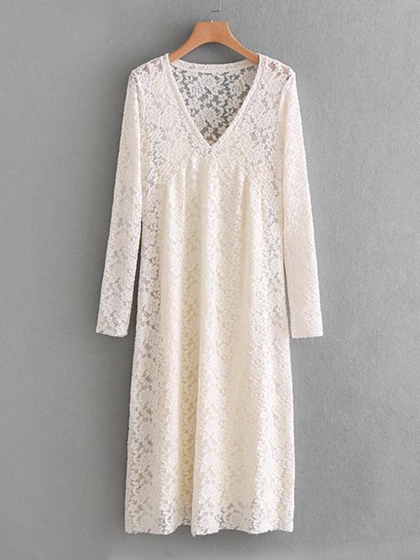 Romwe V Cut Lace Dress