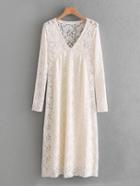 Romwe V Cut Lace Dress