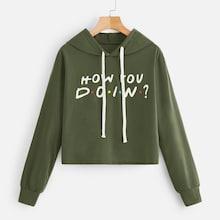 Romwe Slogan Print Drawstring Detail Hoodie