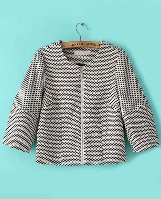 Romwe Puff Sleeve Zipper Crop Black Coat