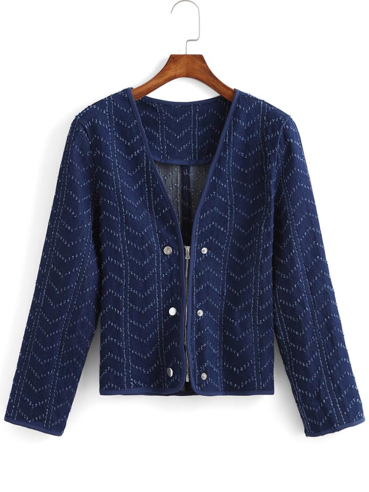 Romwe With Zipper Denim Coat