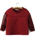 Romwe Red Contrast Gauze Crop Sweatshirt