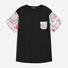 Romwe Guys Floral Pocket & Sleeve Tee