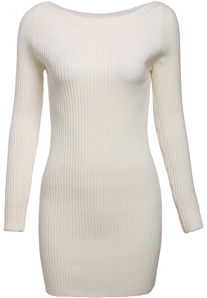 Romwe Long Sleeve Bodycon White Dress
