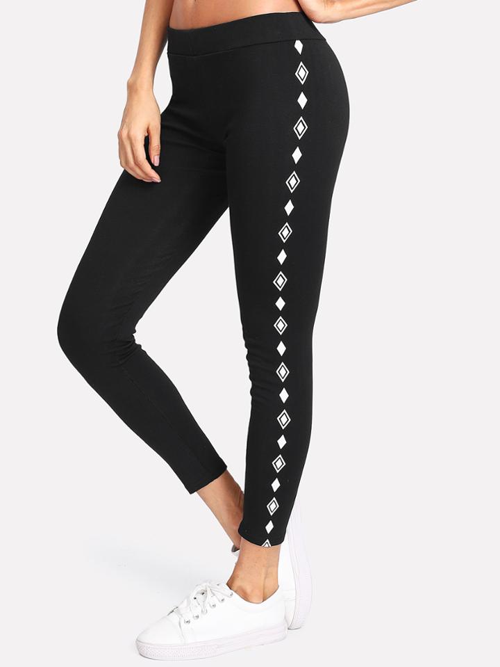 Romwe Geo Print Side Leggings