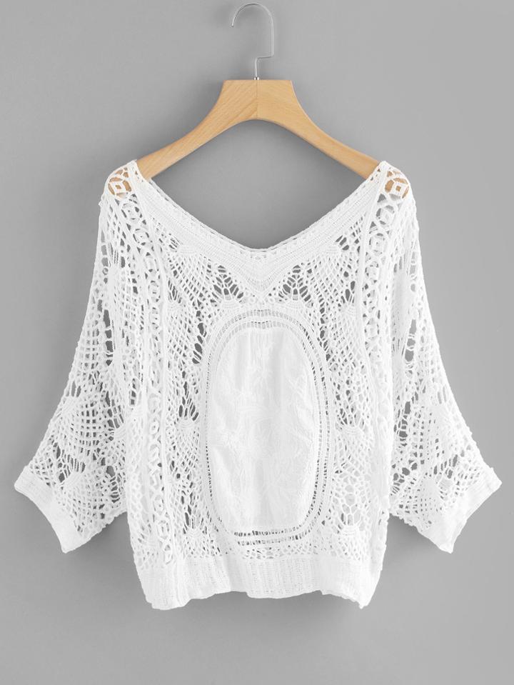 Romwe V Neckline Cut Out Top