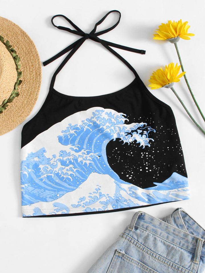 Romwe Ocean Wave Cami Top