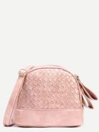 Romwe Pink Braided Dome Clutch With Strap