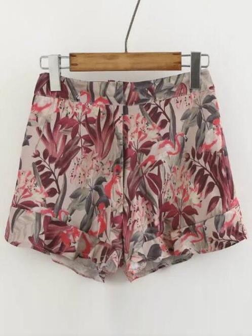 Romwe Floral Loose Short
