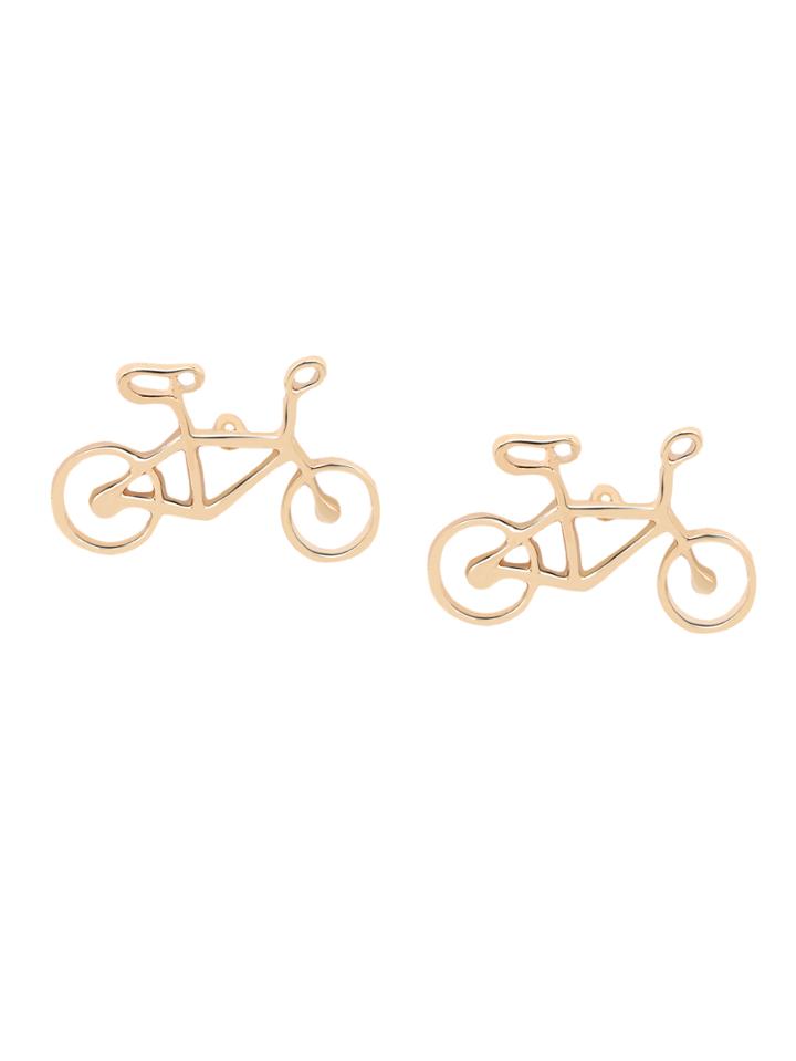 Romwe Gold Cutout Bicycle Ear Studs