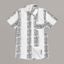 Romwe Guys Snakeskin Print Pocket Shirt