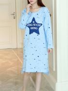 Romwe Letter Print Slit Side High Low Night Dress