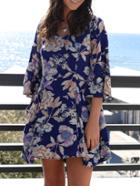 Romwe Florals Shift Beach Dress